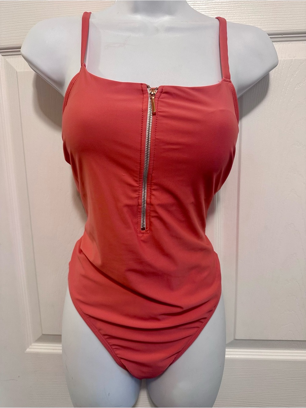 Juicy Couture Coral Pink One-Piece Swimsuit with Front Zip